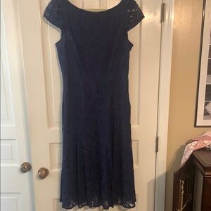 Elegant Navy Blue Lace Dress